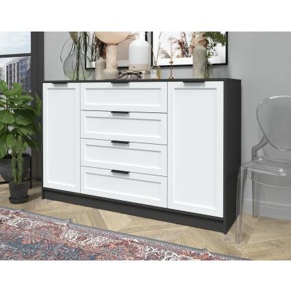 Тумба Тренд КТ-Т160 (Антрацит ЛДСП/ Белый ЛМДФ) Ш1600 В1020 Г451